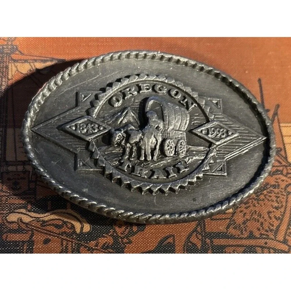 SISKIYOU - OREGON TRAIL 1843-1992 PEWTER‎ BELT BUCKLE - Limited Edition F2